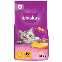 Whiskas - Hrană uscată pentru pisici adulte, cu pui şi legume