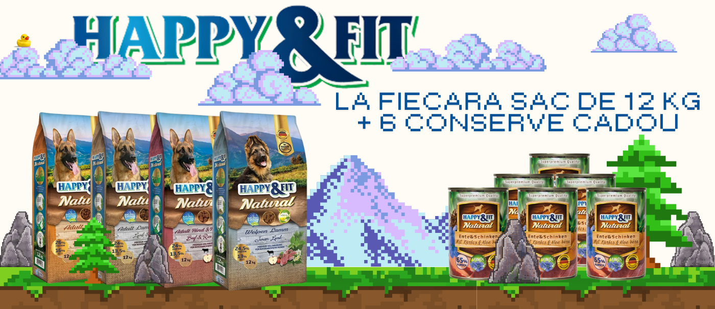 Happy&Fit -  La fiecare sac de 12 kg adaugăm 3 conserve cadou