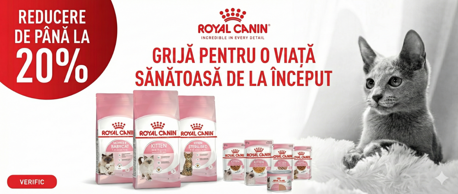 Hrană pisici Royal Canin cu 20% reducere