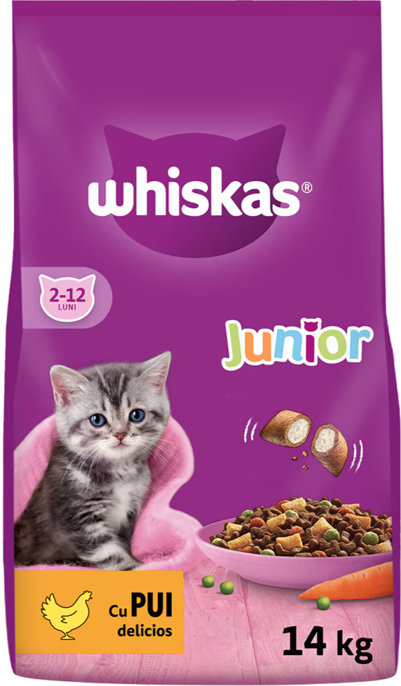 Whiskas Junior - Hrană uscată pentru pisicuţe junior, cu pui