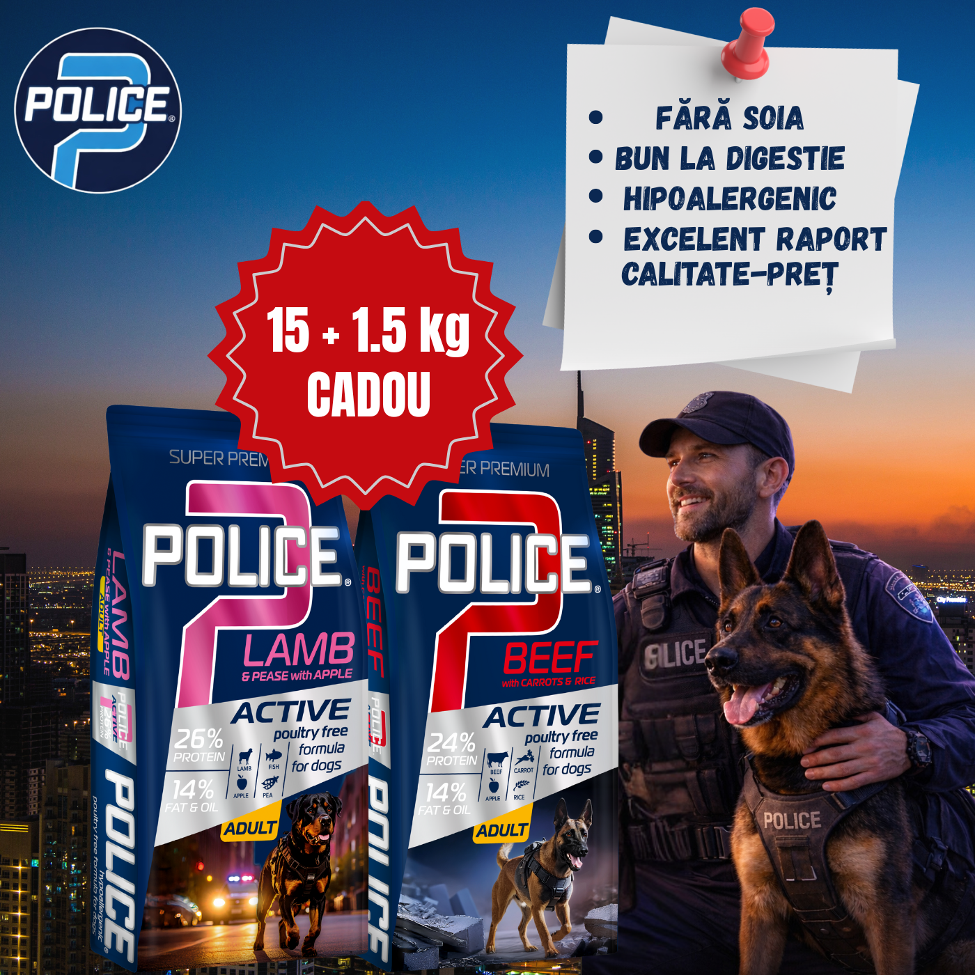 Police Adult Hypoallergenic Lamb with Pease & Apple - zoom