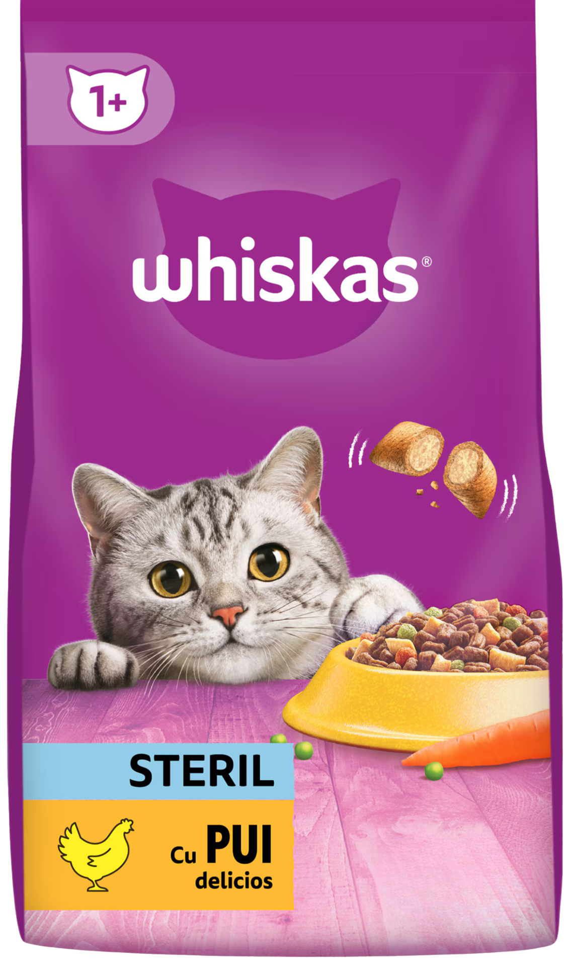 Whiskas Sterile - Hrană uscată pentru pisici sterilizate, cu pui