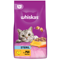 Whiskas Sterile - Hrană uscată pentru pisici sterilizate, cu pui