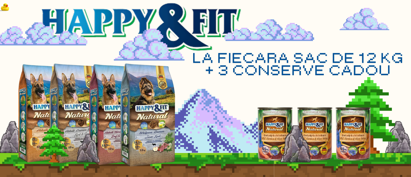 Happy&Fit -  La fiecare sac de 12 kg adaugăm 3 conserve cadou