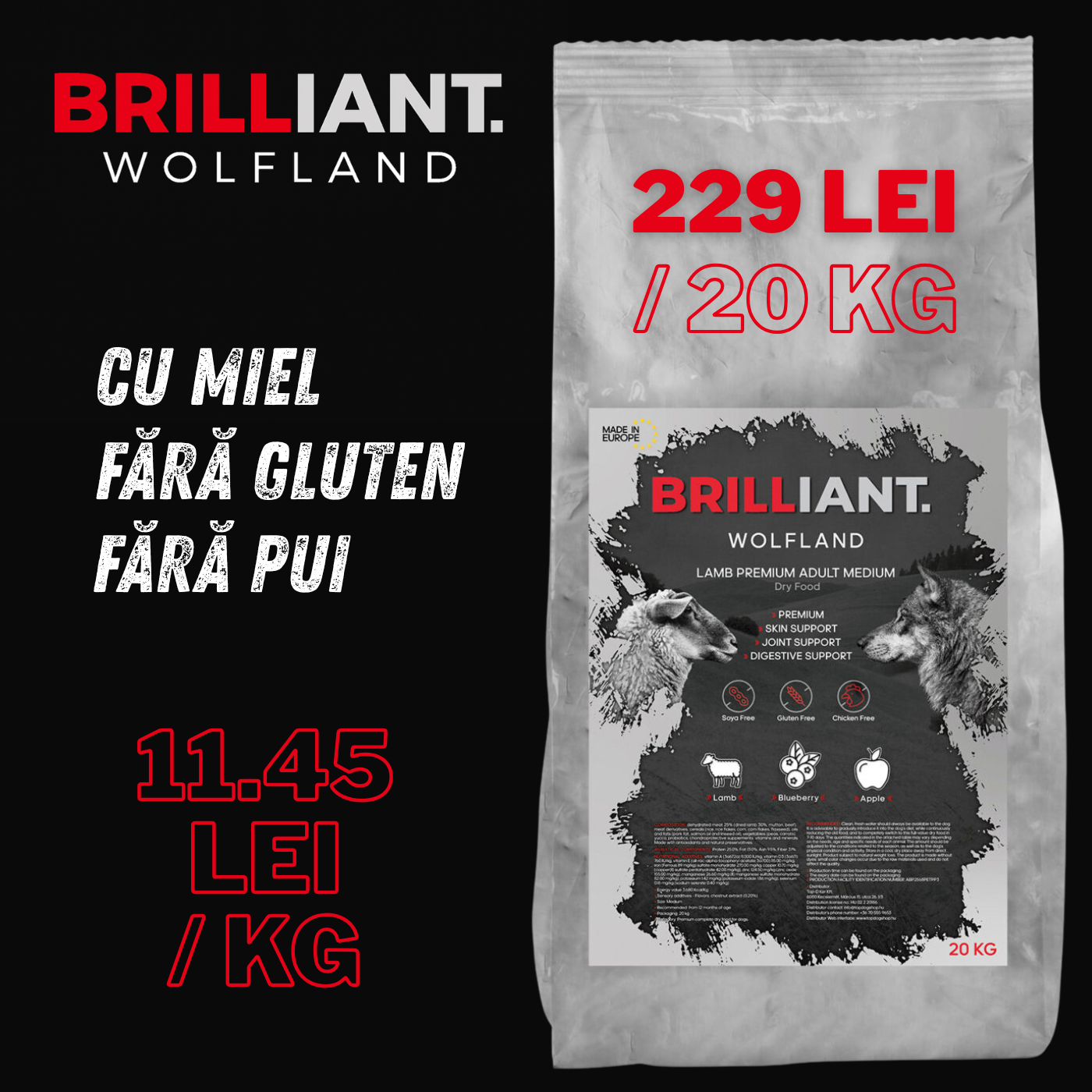 Brilliant Wolfland Lamb Premium Adult Medium - zoom