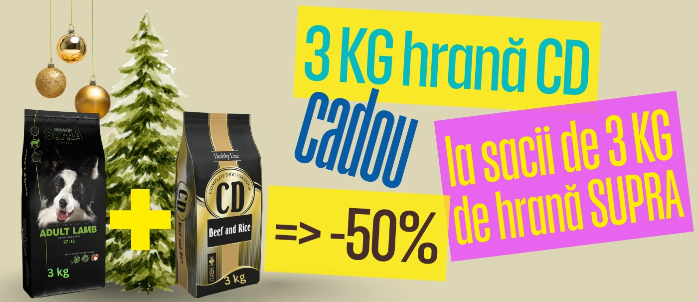 3 KG hrană CD cadou la sacii de 3 KG de hrană SUPRA